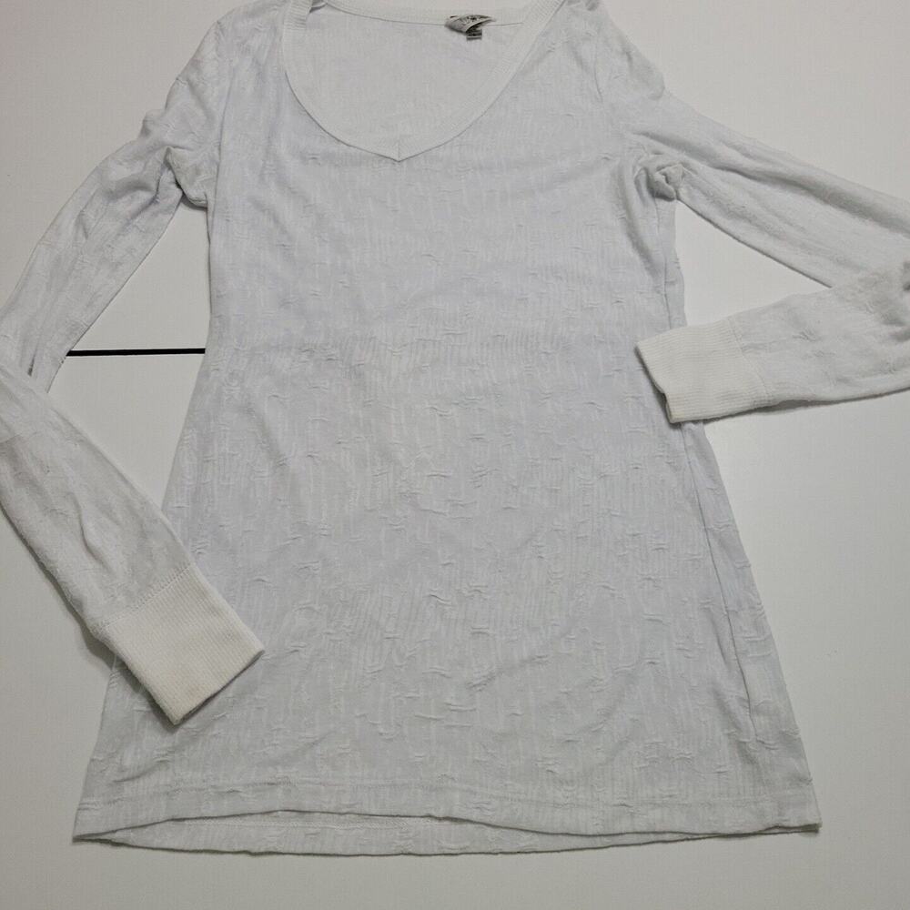 Bke Shirt Womens Large‎ White Scoop Neck Pullover Burnout Long Sleeve Sheer Back